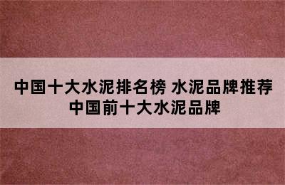 中国十大水泥排名榜 水泥品牌推荐 中国前十大水泥品牌